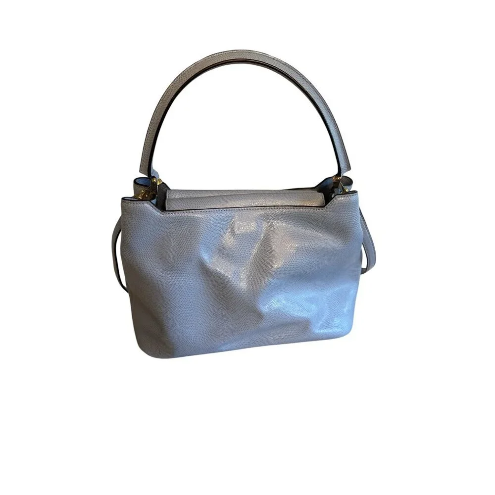 Henri Bendel New York Light Blue Leather Handbag Cross Body Strap